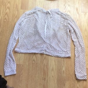 White fishnet sweatshirt